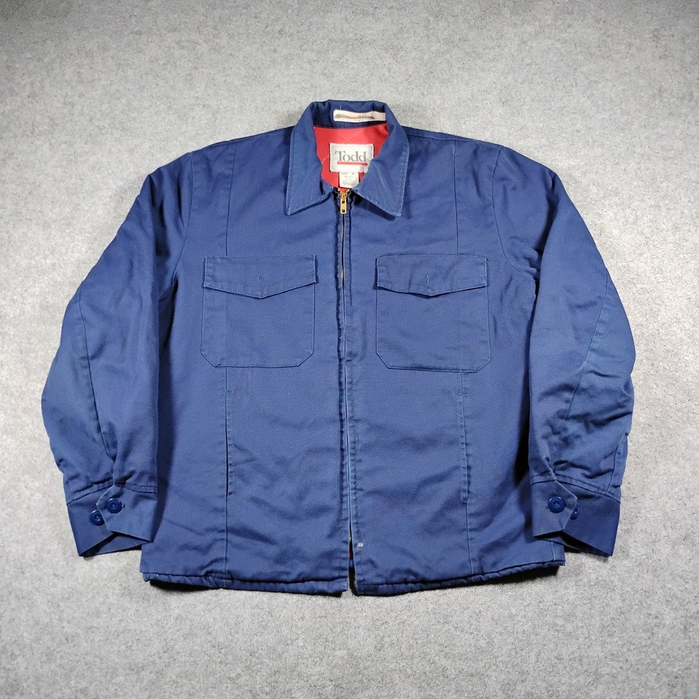 Vintage Todd Men's Blue Quilt Lined Full Zip Workwear Mechanic Jacket Size M